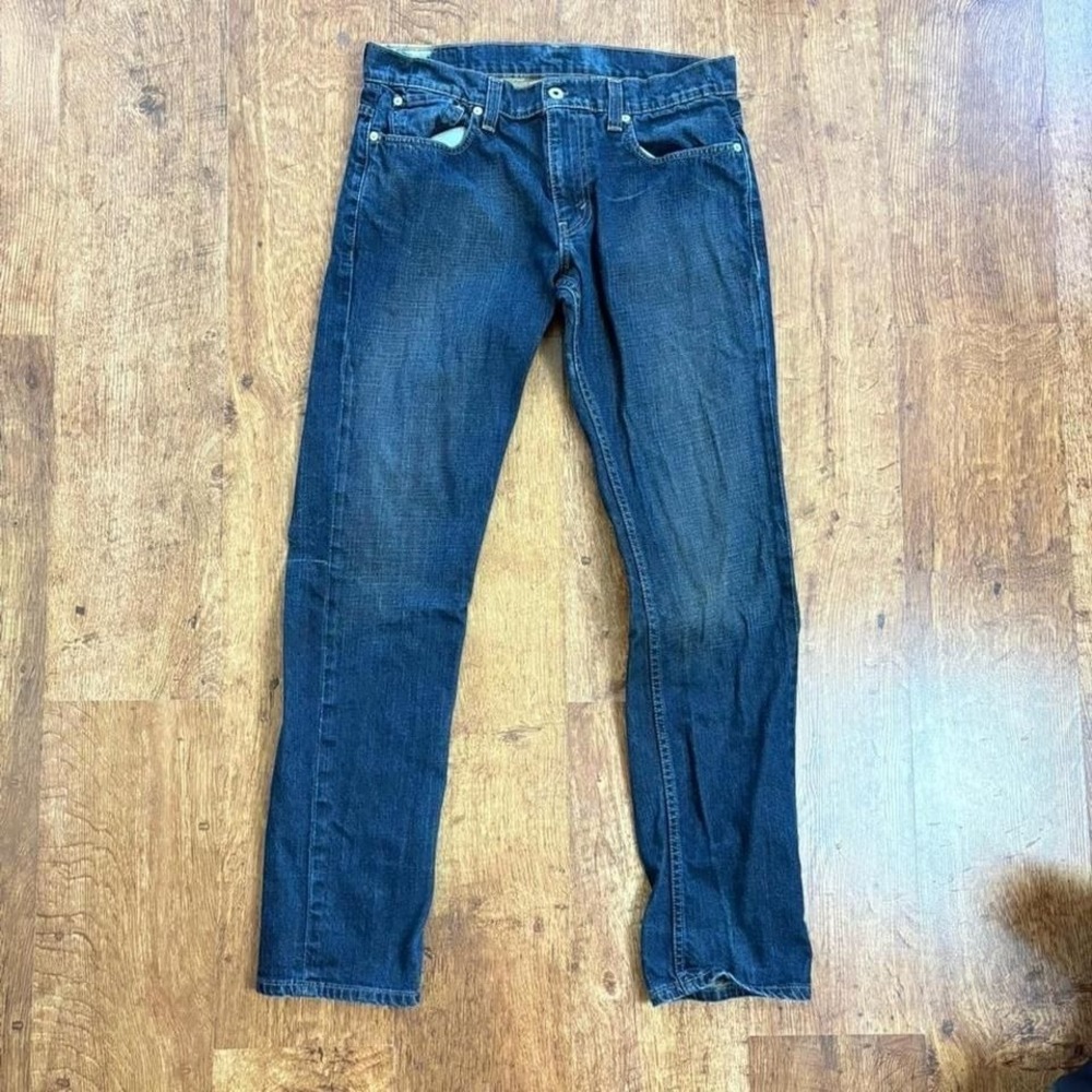 Levis 511 Slim Fit Jeans‎ Navy Blue Bleach Stained Streetwear Punk 34x32